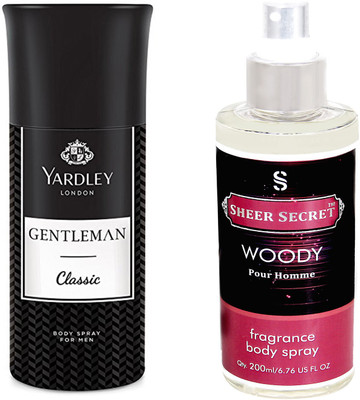 YARDLEY CLASSIC 150 ML with SHEER SECRET WOODY MEN 200 ML(Set of 2)