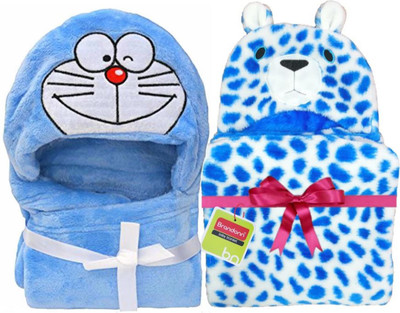 BRANDONN Animal Hooded Baby Blanket(Fur, Dark Blue
