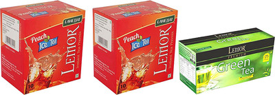 Lemor Combo Pack of 2 Peach flavour Ice Tea (10 sachet) and 1 Pack of 25 Jasmine Tea Bags Box(45 Bags)
Lemor Combo Pack of 2 Peach flavour Ice Tea (10 sachet) and 1 Pack of 25 Jasmine Tea Bags Box(45 Bags)