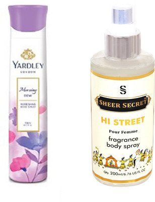 YARDLEY MORNING DEW 150 ML with SHEER SECRET HI STREET WOMEN 200 ML(Set of 2)