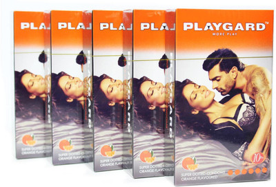 PLAYGARD MORE PLAY SUPERDOTTED ORANGE 10'S (Pack of 5) Condom(Set of 5, 10S)