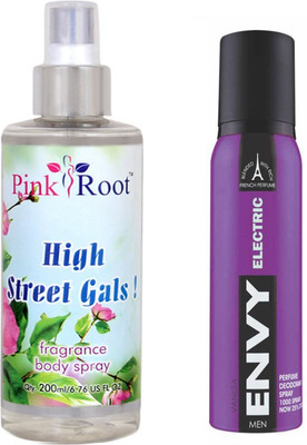Envy 1000 Electric Men Perfume Deodorant Spray 120ml, Pink Root High Street Gals Fragrance body Spray 200ml(Set of 2)
Envy 1000 Electric Men Perfume Deodorant Spray 120ml, Pink Root High Street Gals Fragrance body Spray 200ml(Set of 2)