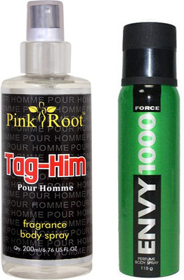 Envy 1000 Force Perfume Body Spray 120ml, Pink Root Tag-Him Pour Homme Fragrance body Spray 200ml(Set of 2)
Envy 1000 Force Perfume Body Spray 120ml, Pink Root Tag-Him Pour Homme Fragrance body Spray 200ml(Set of 2)