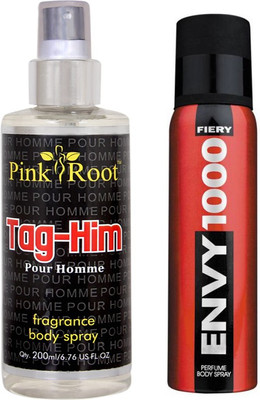 Envy 1000 Fiery Perfume Body Spray 120ml, Pink Root Tag-Him Pour Homme Fragrance body Spray 200ml(Set of 2)
Envy 1000 Fiery Perfume Body Spray 120ml, Pink Root Tag-Him Pour Homme Fragrance body Spray 200ml(Set of 2)