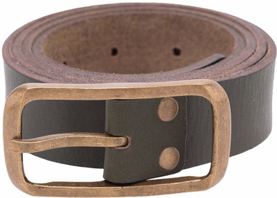 Spykar Men Casual Green Genuine Leather Belt, Olive