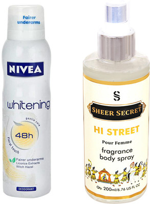 Nivea FRESH FLORAL with HI STREET WOMEN Deodorant Spray - For Women(350 ml, Pack of 2)
Nivea FRESH FLORAL with HI STREET WOMEN Deodorant Spray - For Women(350 ml, Pack of 2)