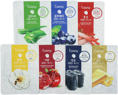 Coony Coony Face Mask Aloe,Blueberry, RedGinseng,BeeVenom,Promogranate,Charcoal,Gold Pack of 7(160 g)
Coony Coony Face Mask Aloe,Blueberry, RedGinseng,BeeVenom,Promogranate,Charcoal,Gold Pack of 7(160 g)