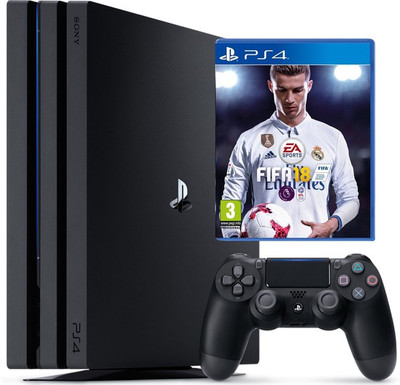 Sony Ps4 Pro Console One TB GB with Fifa 18(Black)