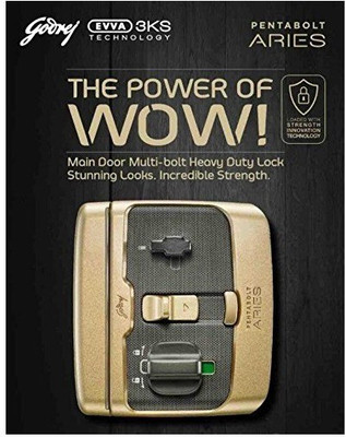 Godrej Pentabolt Aries 1CK Vegas Gold Deadbolt Lock(Gold)