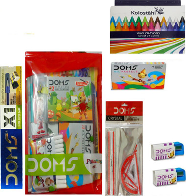 DOMS X 1 PENCIL + PAINTING KIT + CRYSTAL INSTRUMENT SET + 12 SHADE OIL PASTEL + EXTRA LONG PENCIL SHARPENER + KOLOSTAHL 24 WAX CRAYONS ART SET
DOMS X 1 PENCIL + PAINTING KIT + CRYSTAL INSTRUMENT SET + 12 SHADE OIL PASTEL + EXTRA LONG PENCIL SHARPENER + KOLOSTAHL 24 WAX CRAYONS ART SET