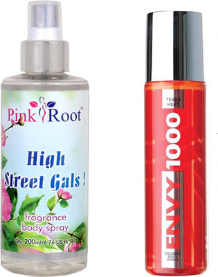 Envy 1000 Envy Texas Heat Colonge Body Spray 120ml and Pink Root High Street Gals Fragrance body Spray 200ml Pack of 2(Set of 2)
Envy 1000 Envy Texas Heat Colonge Body Spray 120ml and Pink Root High Street Gals Fragrance body Spray 200ml Pack of 2(Set of 2)