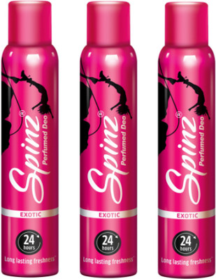 Spinz Exotic Deodorant Body Spray Pack of 3 Combo (150ML each) Deodorant Spray - For Women(450 ml, Pack of 3)
Spinz Exotic Deodorant Body Spray Pack of 3 Combo (150ML each) Deodorant Spray - For Women(450 ml, Pack of 3)