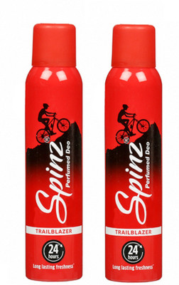 Spinz Trailblazer Deodorant Body Spray Pack of 2 Combo (150ML each) Deodorant Spray - For Women(300 ml, Pack of 2)
Spinz Trailblazer Deodorant Body Spray Pack of 2 Combo (150ML each) Deodorant Spray - For Women(300 ml, Pack of 2)