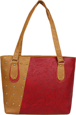FutureWorld Hand-held Bag(Tan, Maroon), Maroon;tan