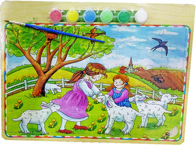 TALKING GANESHA Wooden Puzzle set with 1 paint brush and 6 paints Sheep Farm theme (size Big)(8 Pieces)
TALKING GANESHA Wooden Puzzle set with 1 paint brush and 6 paints Sheep Farm theme (size Big)(8 Pieces)