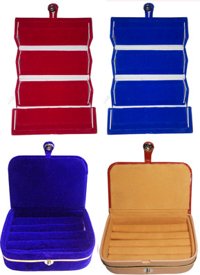 Funkroo Combo 1 pc blue earring folder 1 pc red ear ring box 1 pc blue ring box and 1 pc ring jewelry vanity box Makeup Vanity Box(Multicolor)
Funkroo Combo 1 pc blue earring folder 1 pc red ear ring box 1 pc blue ring box and 1 pc ring jewelry vanity box Makeup Vanity Box(Multicolor)
