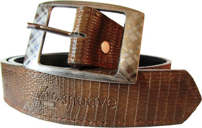 SNAAVE Men Formal Brown Genuine Leather Belt, Dark brown