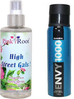 Envy 1000 Envy Dark Perfume Body Spray 120ml and Pink Root High Street Gals Fragrance body Spray 200ml Pack of 2(Set of 2)
Envy 1000 Envy Dark Perfume Body Spray 120ml and Pink Root High Street Gals Fragrance body Spray 200ml Pack of 2(Set of 2)