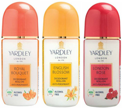 Yardley London 1 Royal Bouquet, 1 English Blossom and 1 London Rose Deodorant Roll-on - For Men & Women(Pack of 3) Deodorant Roll-on - For Men & Women(150 ml, Pack of 3)
Yardley London 1 Royal Bouquet, 1 English Blossom and 1 London Rose Deodorant Roll-on - For Men & Women(Pack of 3) Deodorant Roll-on - For Men & Women(150 ml, Pack of 3)