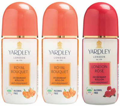 Yardley London 2 Royal Bouquet and 1 London Rose Deodorant Roll-on - For Men & Women(Pack of 3) Deodorant Roll-on - For Men & Women(150 ml, Pack of 3)
Yardley London 2 Royal Bouquet and 1 London Rose Deodorant Roll-on - For Men & Women(Pack of 3) Deodorant Roll-on - For Men & Women(150 ml, Pack of 3)