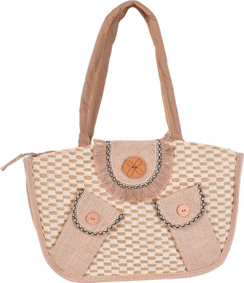 Ethnic Rajasthan Hand-held Bag(Beige)