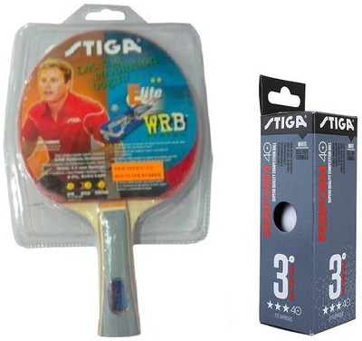 Stiga Combo Of Two, One 'Elite' Table tennis Racquet and One 'Perform 40+' Ping Pong Ball Box (pack of 3)- Table Tennis Kit
Stiga Combo Of Two, One 'Elite' Table tennis Racquet and One 'Perform 40+' Ping Pong Ball Box (pack of 3)- Table Tennis Kit