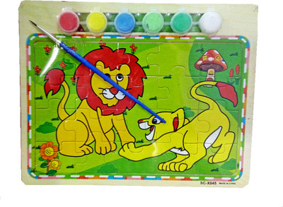 TALKING GANESHA Wooden Puzzle set with 1 paint brush and 6 paints Lions theme (size small)(8 Pieces)
TALKING GANESHA Wooden Puzzle set with 1 paint brush and 6 paints Lions theme (size small)(8 Pieces)