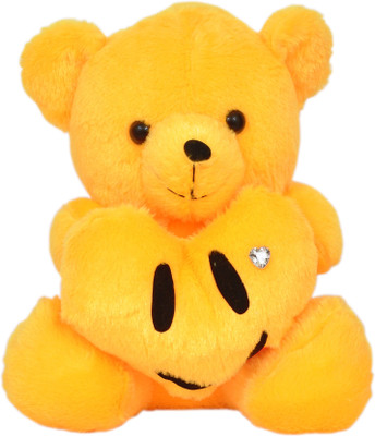 Angels Store Teddy Bear with Smiley Heart - 5 inch(Yellow)