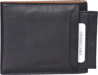 Gulchee Men Black Genuine Leather Wallet(7 Card Slots)