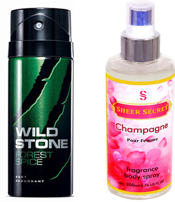 Wild Stone FOREST 150 ML with SHEER SECRET CHAMPAGNE WOMEN BODY MIST 200 ML(Set of 2)
Wild Stone FOREST 150 ML with SHEER SECRET CHAMPAGNE WOMEN BODY MIST 200 ML(Set of 2)