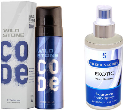 Wild Stone CODE TITANIUM 120 ML with SHEER SECRET EXOTIC MEN BODY MIST 200 ML(Set of 2)
Wild Stone CODE TITANIUM 120 ML with SHEER SECRET EXOTIC MEN BODY MIST 200 ML(Set of 2)