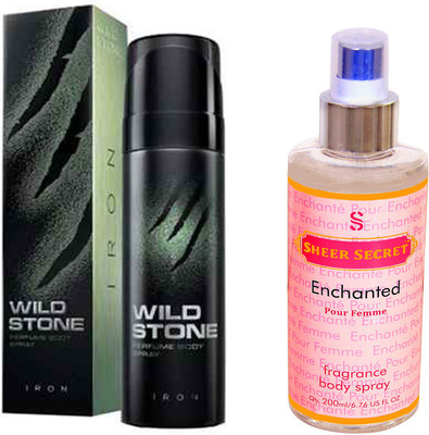 Wild Stone IRON 120 ML with SHEER SECRET ENCHANTED WOMEN BODY MIST 200 ML(Set of 2)
Wild Stone IRON 120 ML with SHEER SECRET ENCHANTED WOMEN BODY MIST 200 ML(Set of 2)