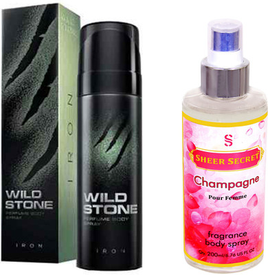 Wild Stone IRON 120 ML with SHEER SECRET CHAMPAGNE WOMEN BODY MIST 200 ML(Set of 2)
Wild Stone IRON 120 ML with SHEER SECRET CHAMPAGNE WOMEN BODY MIST 200 ML(Set of 2)