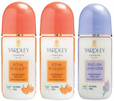 Yardley London 2 Royal Bouquet and 1 English Lavender Deodorant Roll-on - For Men & Women(Pack of 3) Deodorant Roll-on - For Men & Women(150 ml, Pack of 3)
Yardley London 2 Royal Bouquet and 1 English Lavender Deodorant Roll-on - For Men & Women(Pack of 3) Deodorant Roll-on - For Men & Women(150 ml, Pack of 3)