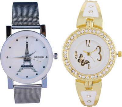 Wenlong Silver Gold white new stylish 01 Watch - For Girls
