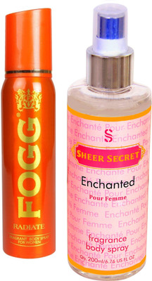 Fogg RADIATE 150 ML with ENCHANTED WOMEN BODY MIST 200 ML(Set of 2)