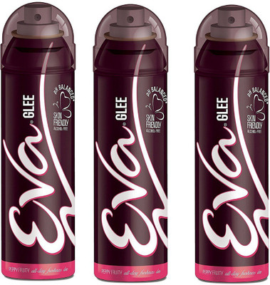 EVA Glee Deodorant Spray Combo Pack of 3 (125ML each) Deodorant Spray - For Women(376 ml, Pack of 3)
EVA Glee Deodorant Spray Combo Pack of 3 (125ML each) Deodorant Spray - For Women(376 ml, Pack of 3)