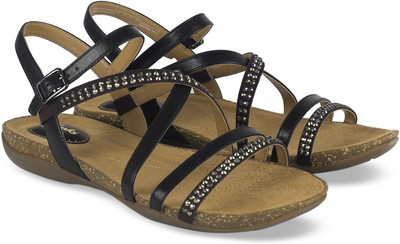 Clarks Women Black Leather Flats