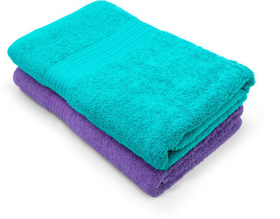 Swiss Republic Cotton 630 GSM Bath Towel Set(Pack of 2, Light Blue, Purple)