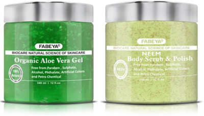 Fabeya Biocare Organic Aloe Vera Gel and Neem Scrub 340ML each-Pack of 2- No Paraben(Set of 2)
Fabeya Biocare Organic Aloe Vera Gel and Neem Scrub 340ML each-Pack of 2- No Paraben(Set of 2)