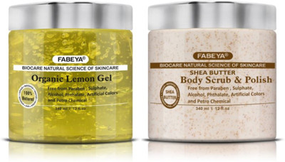 Fabeya Biocare Organic Lemon Gel and Shea Butter Scrub 340ML each-Pack of 2- No Paraben(Set of 2)
Fabeya Biocare Organic Lemon Gel and Shea Butter Scrub 340ML each-Pack of 2- No Paraben(Set of 2)