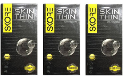 Skore Skin Thin Ultra Fine Monthly Pack Condoms Pack of 3 (3x10) Condom(Set of 3, 30S)