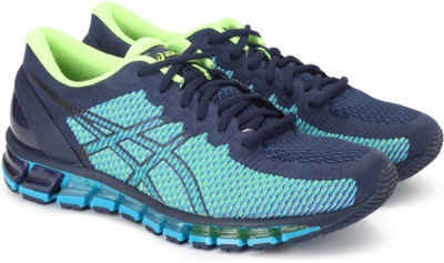 Asics GEL - QUANTUM 360 2 Running Shoes For Men(Blue, Dk nvy/wh/sfty ylw