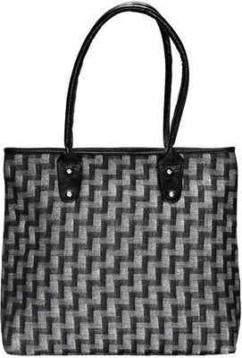 Estheticmind Leather cotton combi tote bag Shoulder Bag(Black, 7 L)