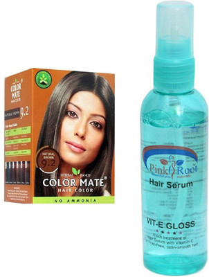 COLOR MATE Hair Color 9.2 Natural Brown Sachet 6 Pcs and 1 Pc Pink Root Hair Serum Pack of 7(Set of 7)
COLOR MATE Hair Color 9.2 Natural Brown Sachet 6 Pcs and 1 Pc Pink Root Hair Serum Pack of 7(Set of 7)