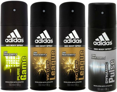 ADIDAS One Pure Game, Two Victory League and One Dynamic Pulse Combo Set Body Spray - For Men(600 ml, Pack of 4)
ADIDAS One Pure Game, Two Victory League and One Dynamic Pulse Combo Set Body Spray - For Men(600 ml, Pack of 4)