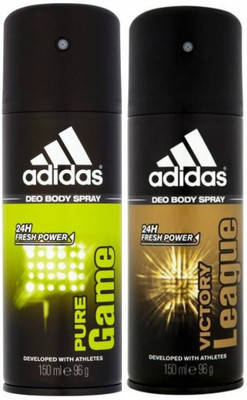 ADIDAS One Pure Game and One Victory League Combo Set Body Spray - For Men(300 ml, Pack of 2)
ADIDAS One Pure Game and One Victory League Combo Set Body Spray - For Men(300 ml, Pack of 2)