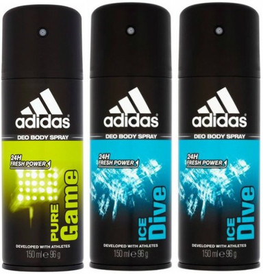 ADIDAS One Pure Game and Two Ice Dive Combo Set Body Spray - For Men(450 ml, Pack of 3)
ADIDAS One Pure Game and Two Ice Dive Combo Set Body Spray - For Men(450 ml, Pack of 3)