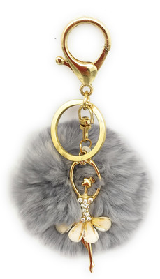 Gemmas Fashion Grey Pom Pom & Dancing Angel Key Chain