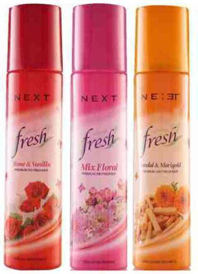 NEXT ROSE & VANILA, FLORAL FRESH AND SANDAL & MARIGOLD ROOM FRESHNER Eau de Cologne - 250 ml(For Men & Women)
NEXT ROSE & VANILA, FLORAL FRESH AND SANDAL & MARIGOLD ROOM FRESHNER Eau de Cologne - 250 ml(For Men & Women)